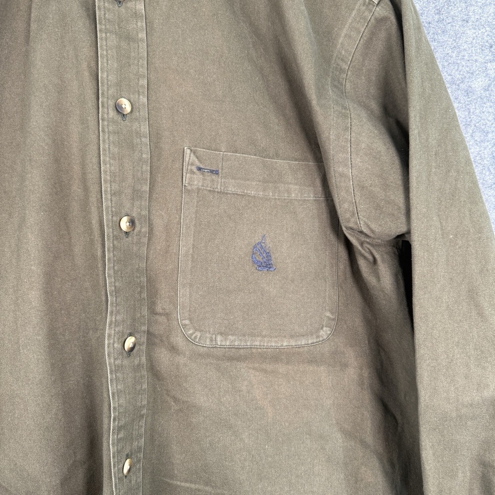 NAUTICA Button Up Shirt Mens L Heavy Twill Olive‎ Green Long Sleeve 100% Cotton - Picture 7 of 13